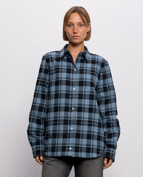 Off-White Синя куртка в стилі сорочки в клітинку 2FG00659T
