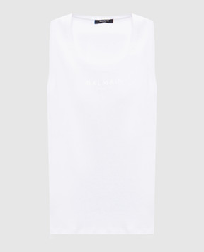 Balmain Белая майка в рубчик GF0EB075BD10