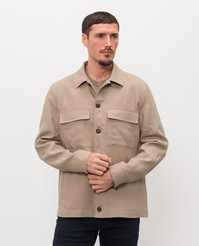 Peserico Коричневая куртка из льна в стиле рубашки R5225502597