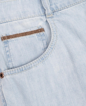 Brunello Cucinelli Дитячі блакитні джинси з ланцюжком моніль BH192P644A