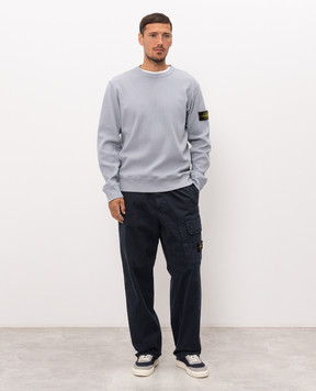 Stone Island Блакитний світшот в рубчик з патчем логотипа L2S156100017S0472