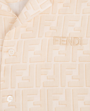 Fendi Детская бежевая рубашка из льна в принт JUC109AY8C46