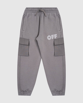 Off-White Детские серые джогеры с принтом логотипа 44BCH00BF5F001