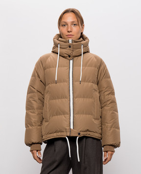 Brunello Cucinelli Коричневий стьобаний пуховик MH5257216