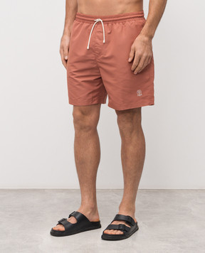 Brunello Cucinelli Коричневые шорты для плавания MW817043