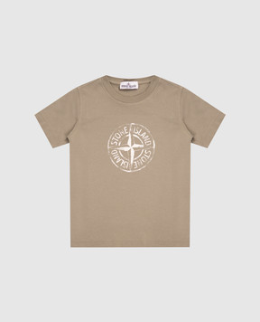 Stone Island Детская футболка цвета хаки с принтом логотипа L2S162100006S051168