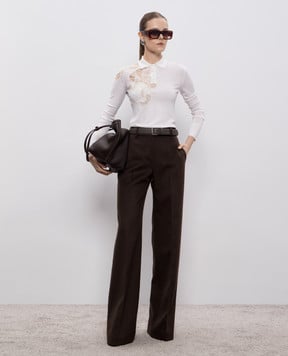 Ermanno Scervino Біле поло з вовни мериноса з мереживом D475M321APATL