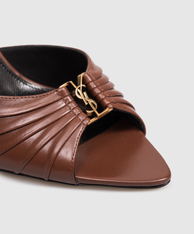 Saint Laurent Коричневые кожаные мюли BABYLONE 799606AADF0 изображение 5