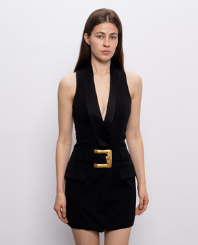 Balmain Чорна сукня міні з вовни HF1R5184ME54