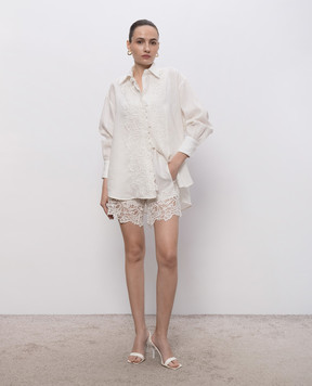 Ermanno Scervino Life Шорты цвета айвори из льна с кружевом D484P610GQI