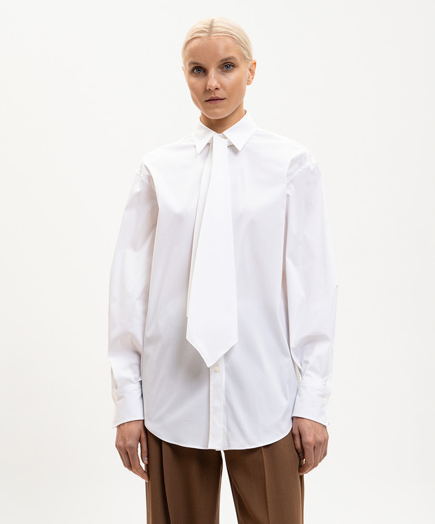 Brunello Cucinelli Біла сорочка зі знімною краваткою MP091M3A56 зображення 3