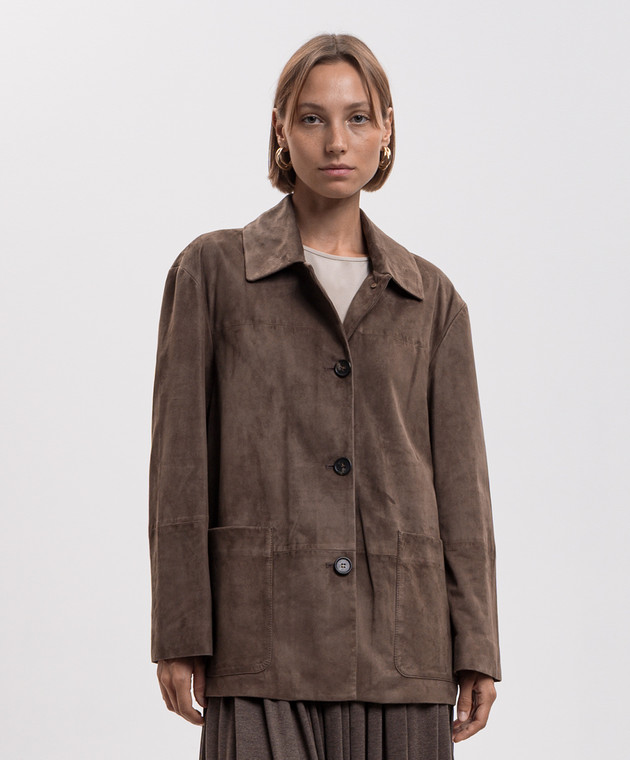Max Mara Коричневая замшевая куртка ASTRALE SMMASTRALE изображение 3