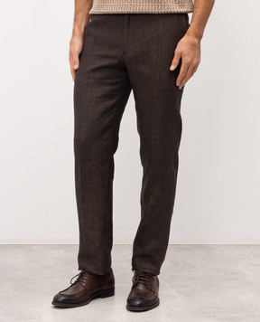 Stefano Ricci Коричневые брюки из льна M1T80A0003L0005Q