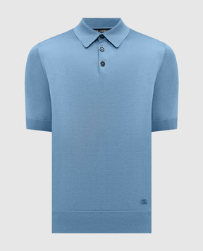 Dolce&Gabbana Голубое поло из шелка с вышивкой логотипа DG GXZ02ZJBSO5