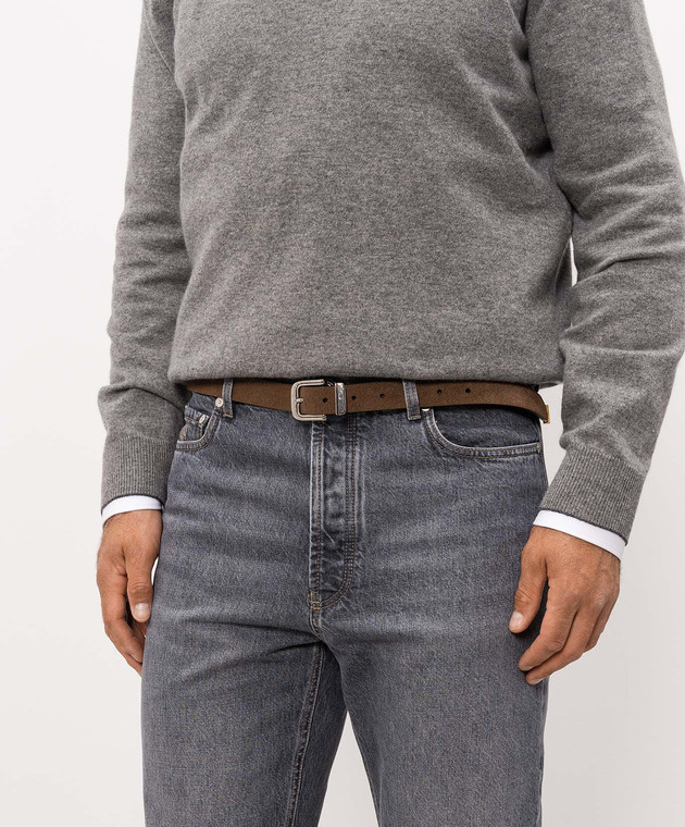 Brunello Cucinelli Коричневый замшевый ремень MAUGP259 изображение 2
