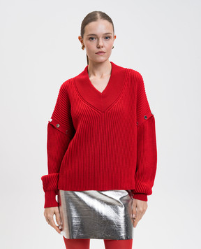 Max Mara Sportmax Червоний пуловер TAY зі знімними рукавами TAY