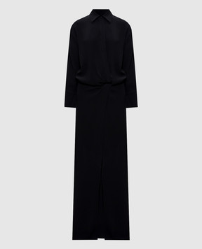 Dondup Чорна сукня-сорочка максі з розрізом DA517IF0048DXXX