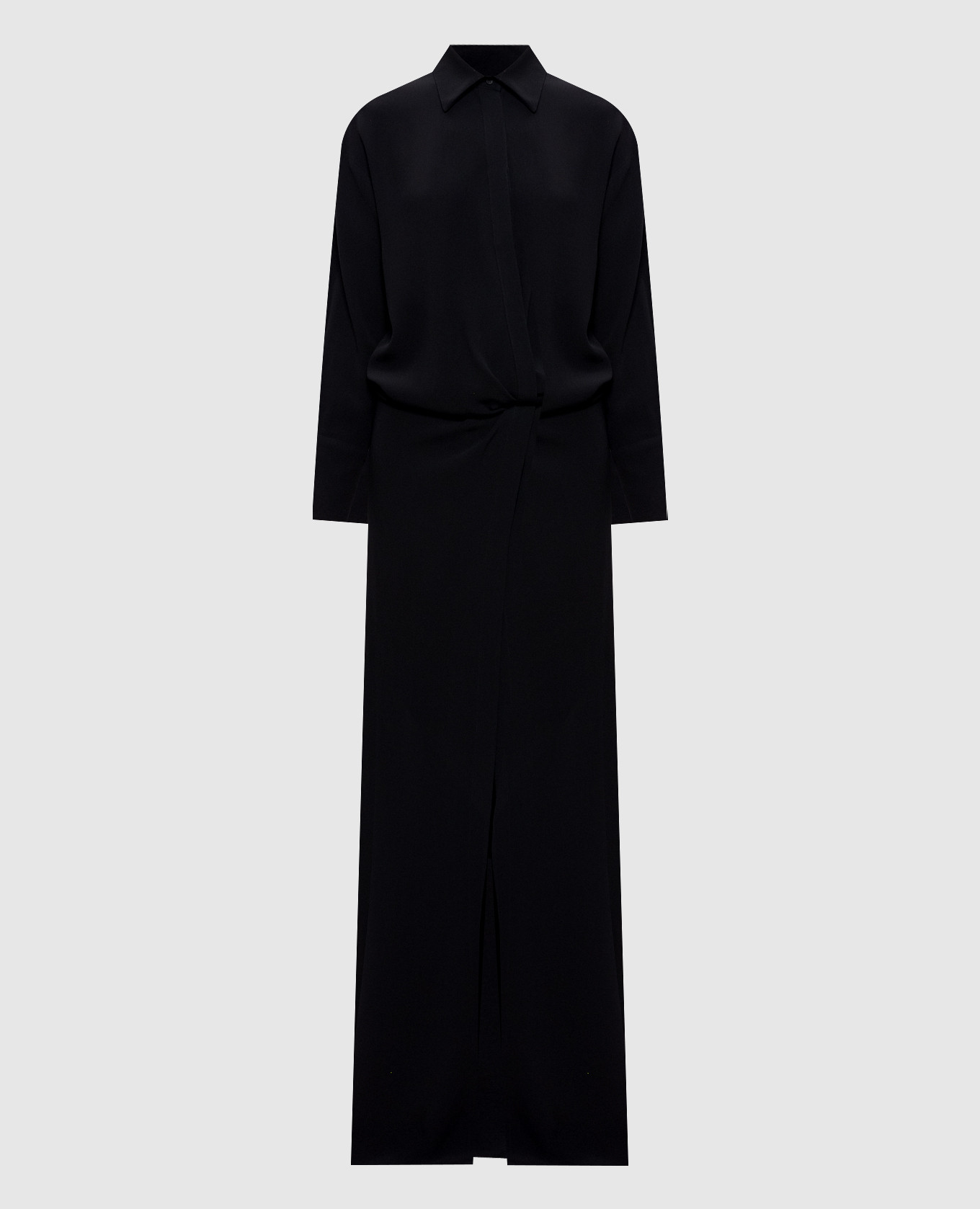 

Черное платье-рубашка макси с разрезом, Черный, Вечерние платья