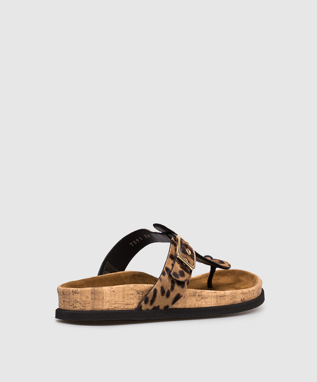 Premiata Коричневые кожаные шлепанцы в принт M7391LEO изображение 3