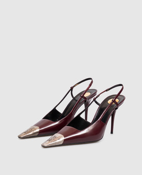 Saint Laurent Бордовые кожаные слингбеки JEANNE 841158AAFGC