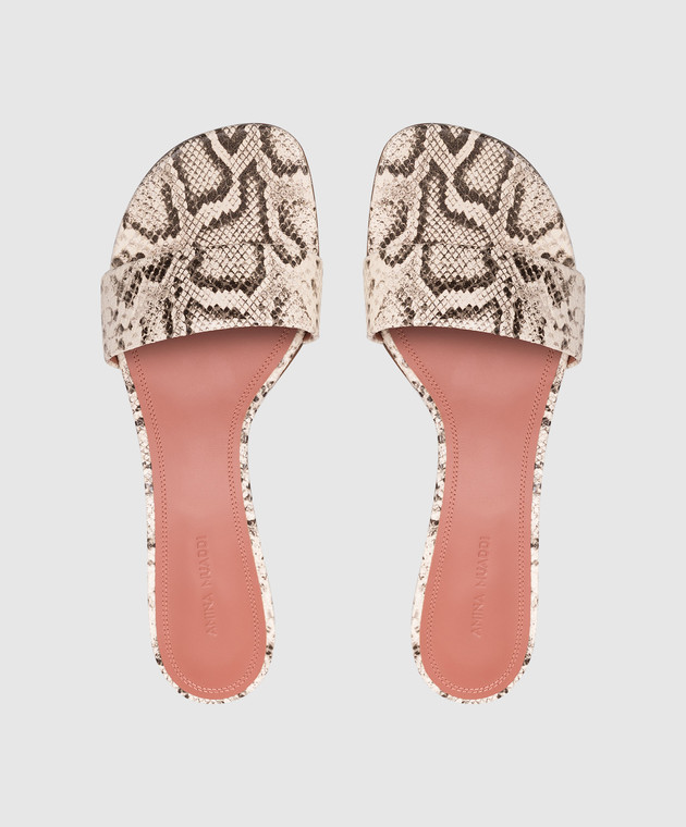 Amina Muaddi Бежеві шкіряні мюлі Andreea з тисненням під шкіру рептилії 17S366178AND зображення 4