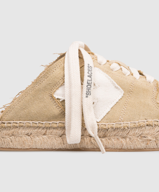 Off-White Бежевые кроссовки-мюли с нашивкой эмблемы OWIB019S26FAB001 изображение 5