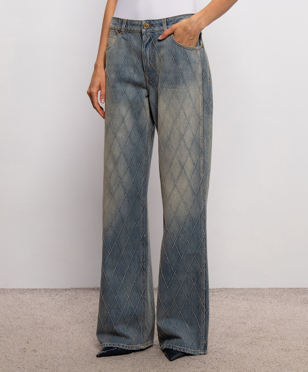 Balmain Голубые джинсы с эффектом потертости HF1MI052DF79 изображение 3