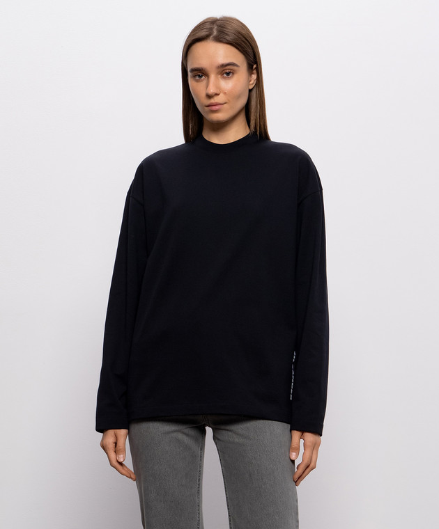 Jil Sander Черный лонгслив с принтом логотипа J02GC0174J20348 изображение 3