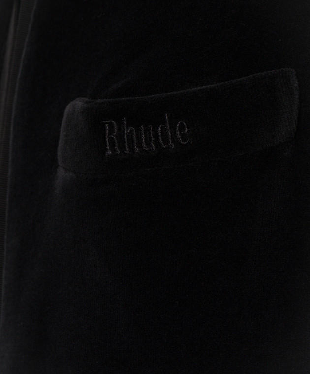 Rhude Черная бархатная спортивная куртка RHFW26JA01355 изображение 5