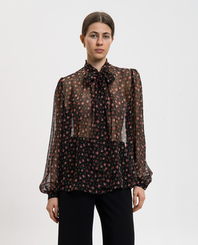 Dolce&Gabbana Черная блуза из шелка в принт F7BJ2TIS10I