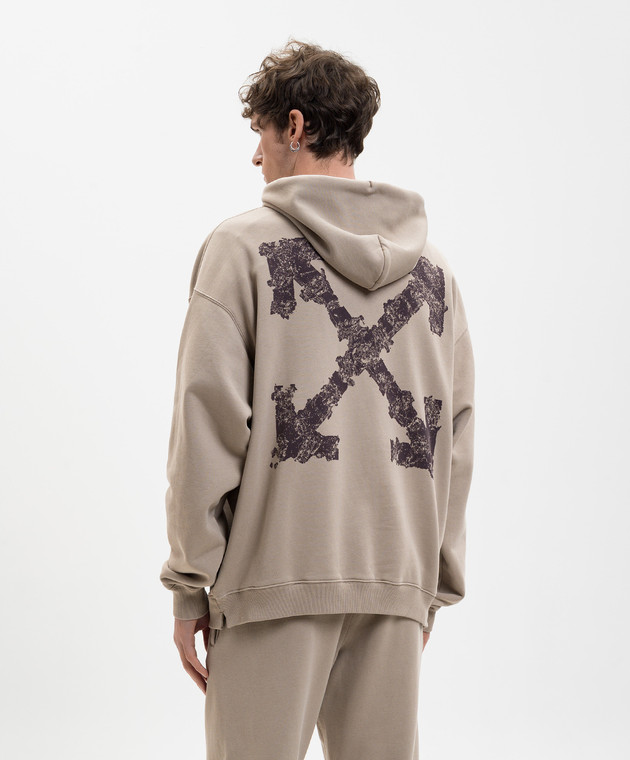 Off-White Бежеве худі з емблемою Heraldic Arrow 44MBB085S26F00I зображення 4