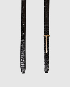 Tom Ford Чорний шкіряний пояс з тисненням під шкіру крокодила WB333LCL395P