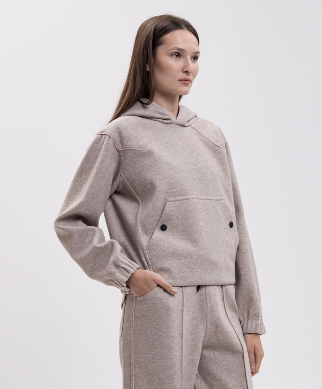 Moncler Grenoble Бежеве худі з нашивкою емблеми L20988G0001289B08 зображення 3