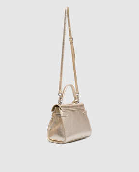 Gianni Notaro Золотистая кожаная сумка-сетчел Dollaro 099DOLLARONIKEL