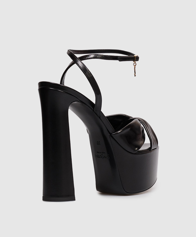 Saint Laurent Черные кожаные босоножки FRANCIANE 869730AAEHF изображение 3