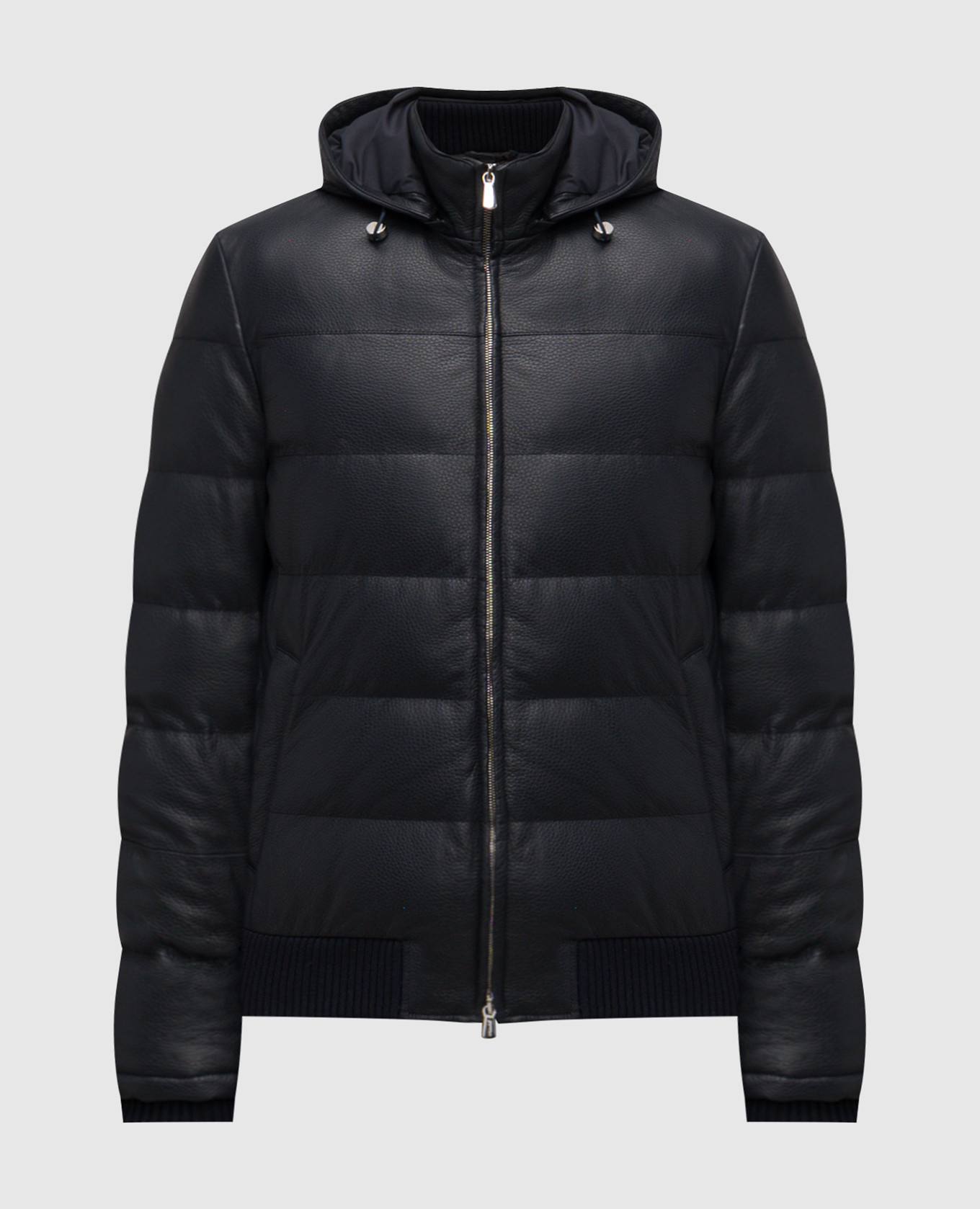 

Синяя пуховая куртка из кожи оленя, Синий, Кожаные куртки