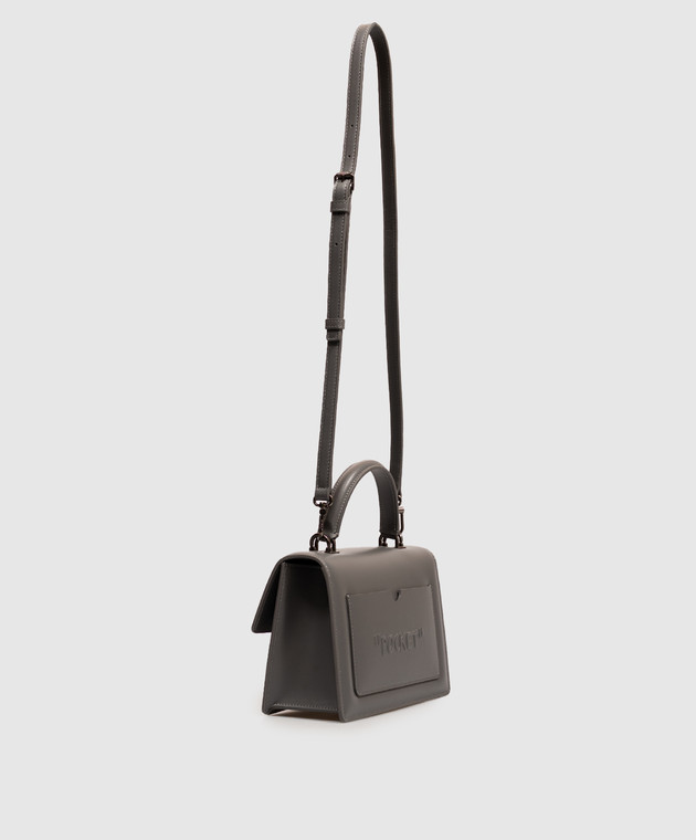 Off-White Серая кожаная сумка Jitney 1.4 OWWNP03F26LT01 изображение 3