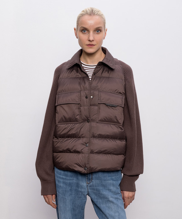 Brunello Cucinelli Коричнева пухова куртка MD5987696 зображення 3