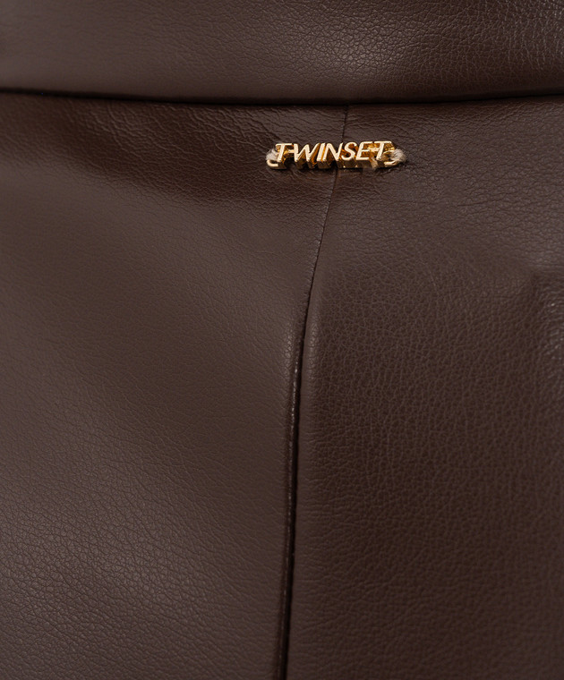 Twinset Коричневые брюки с фактурным логотипом 262TP2053 изображение 5