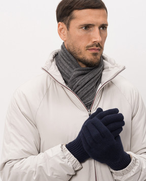 Brunello Cucinelli Сірий шарф з кашеміру з окантуванням M2240819