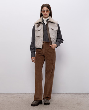 Brunello Cucinelli Коричневые вельветовые брюки MP180P9075