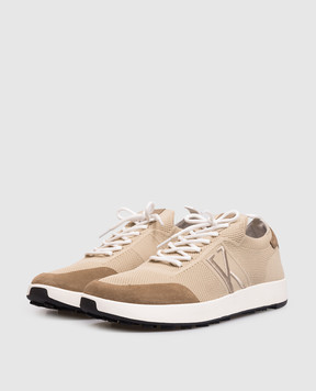 Kiton Бежеві кросівки з вишивкою монограми USSA031N01217