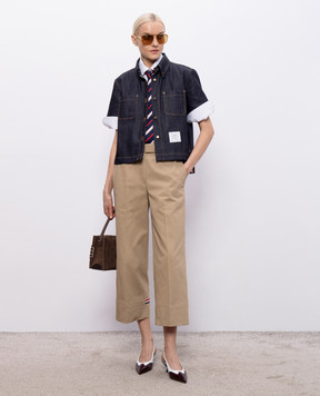 Thom Browne Голубая джинсовая рубашка с нашивкой логотипа FLL220AF1249