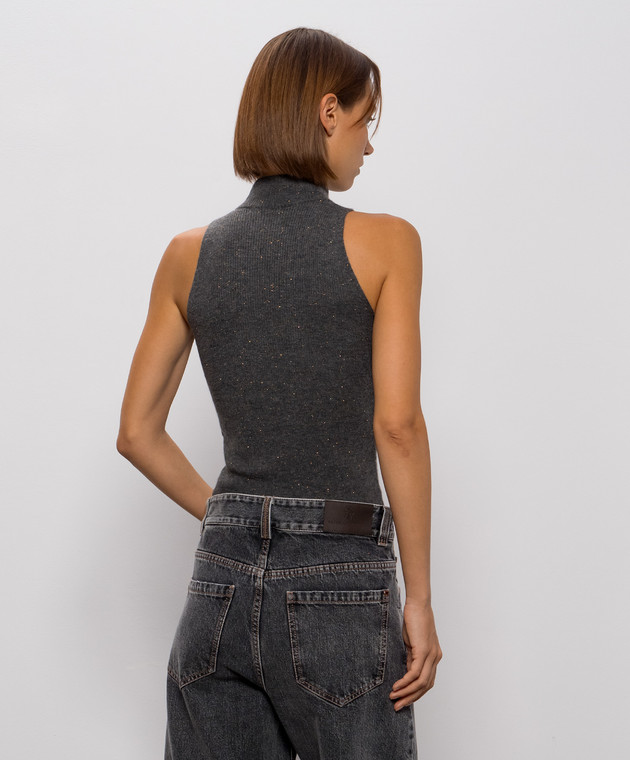 Brunello Cucinelli Серый топ в рубчик M9A822204 изображение 4