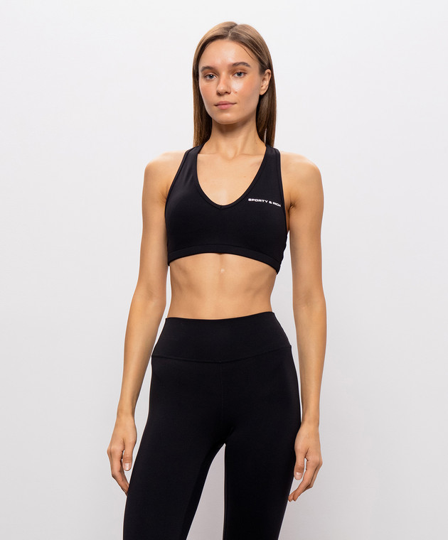 Sporty & Rich Черный топ с контрастным логотипом TO03688315BA01 изображение 3