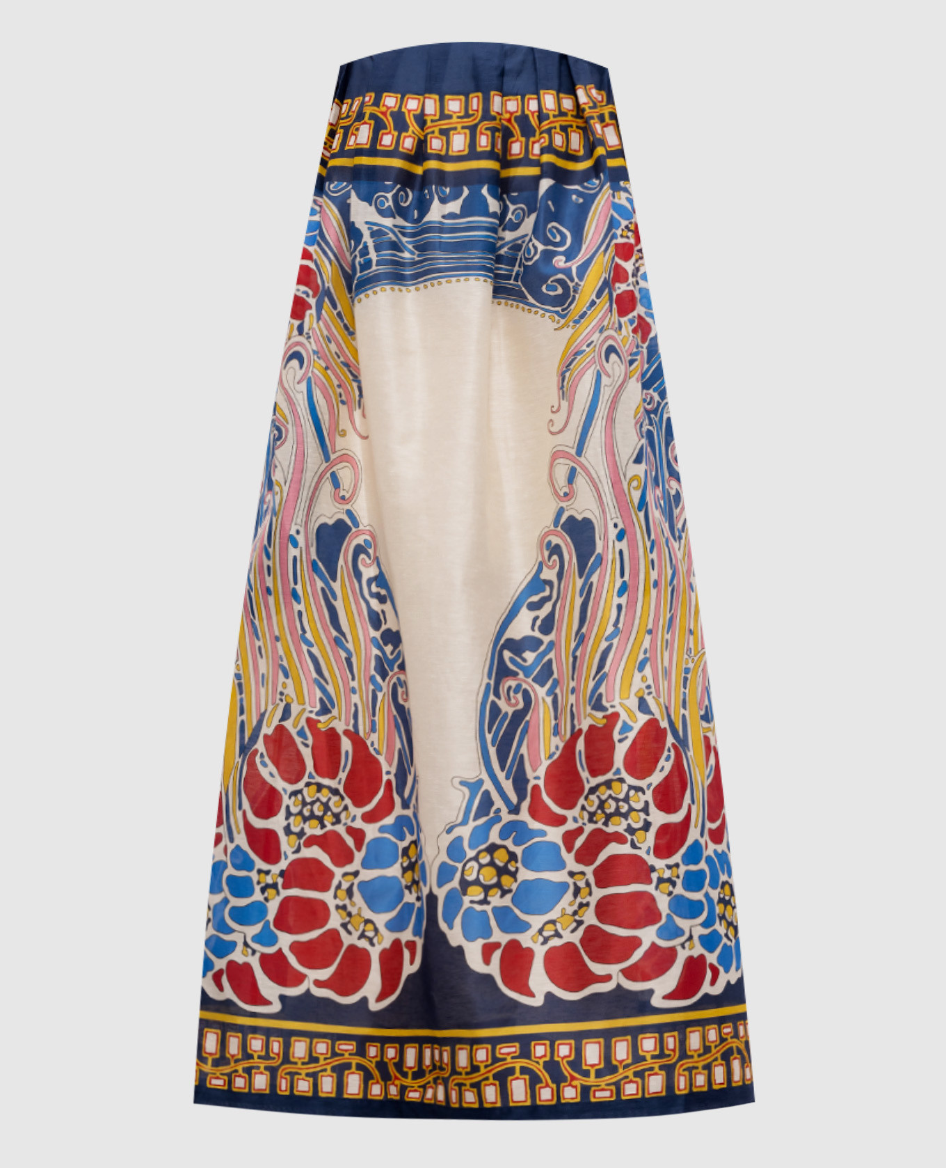 

Платье миди с леном и шелком в принт, Разноцветный, Повседневные платья