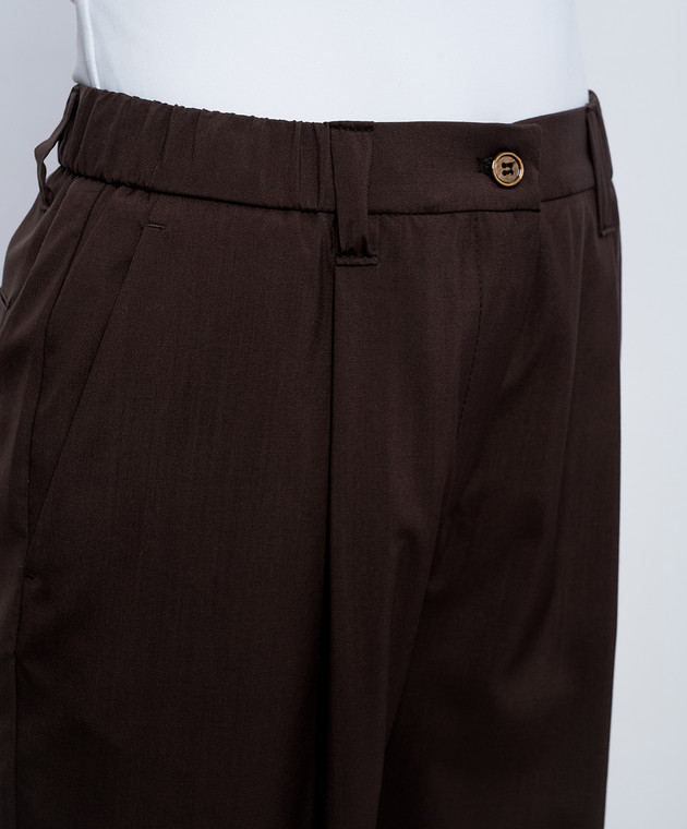 Marco Pescarolo Коричневые брюки Zeza из шерсти и шелка ZEZAD5314 изображение 4