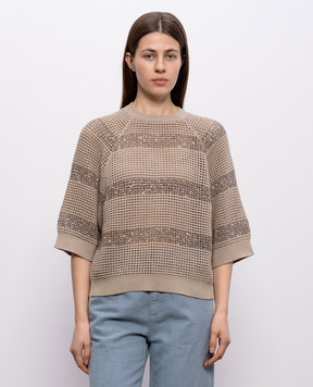 Brunello Cucinelli Бежевый топ с пайетками M58772800