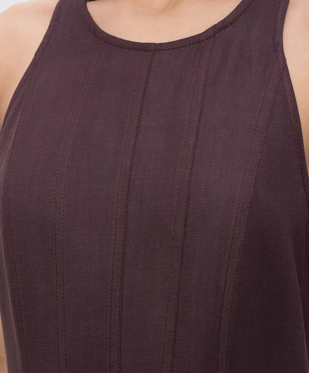 Brunello Cucinelli Фіолетова сукня міді з льоном MH126A5171 зображення 4