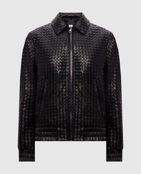 Babe Pay Pls Черная кожаная куртка с плетением 2402BOTBOTTEGA